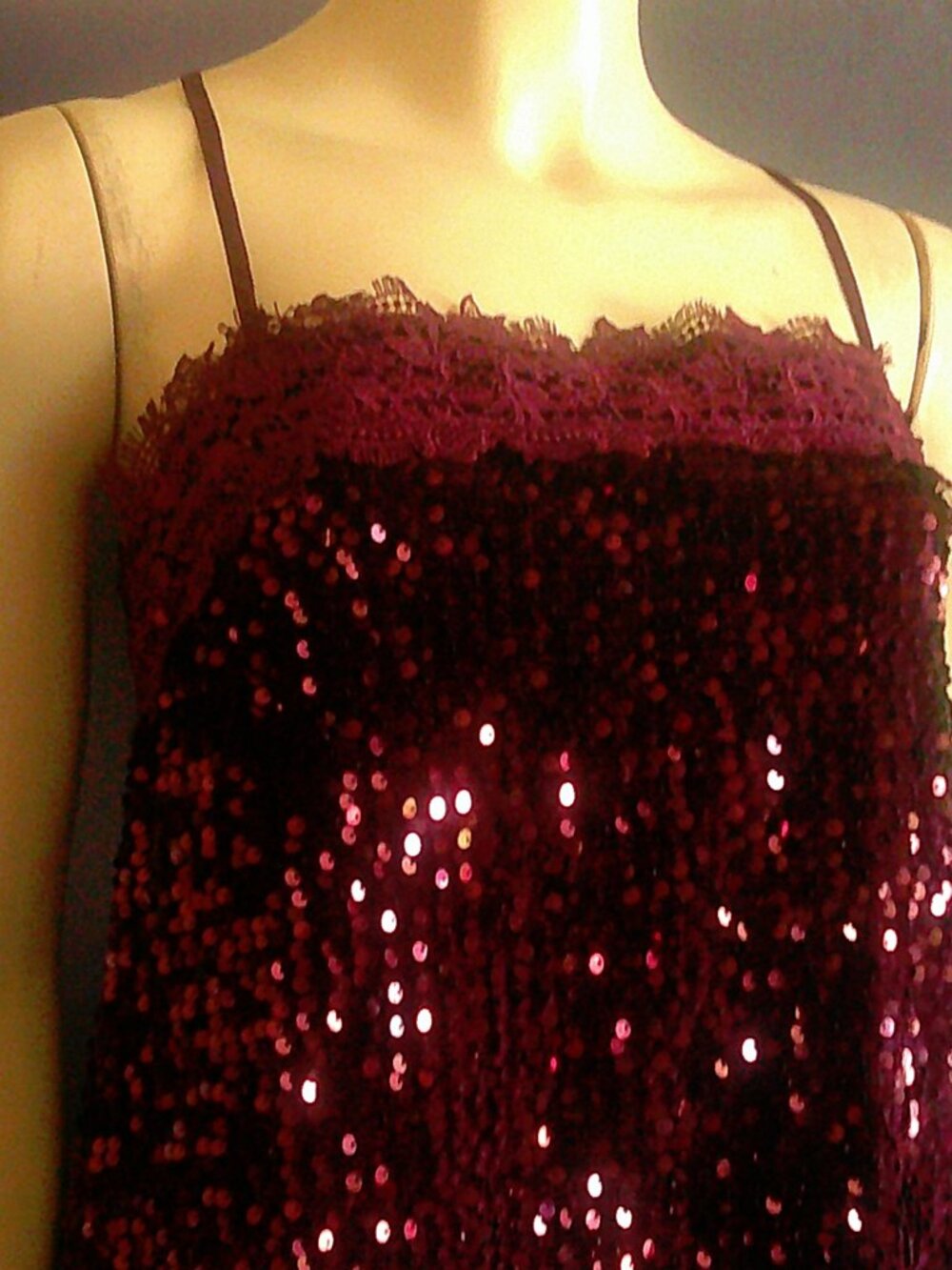 Free People Intimately Free NWT Fig Jam Burgundy Sequin That Girl Mini Dress Sm - Picture 6 of 13